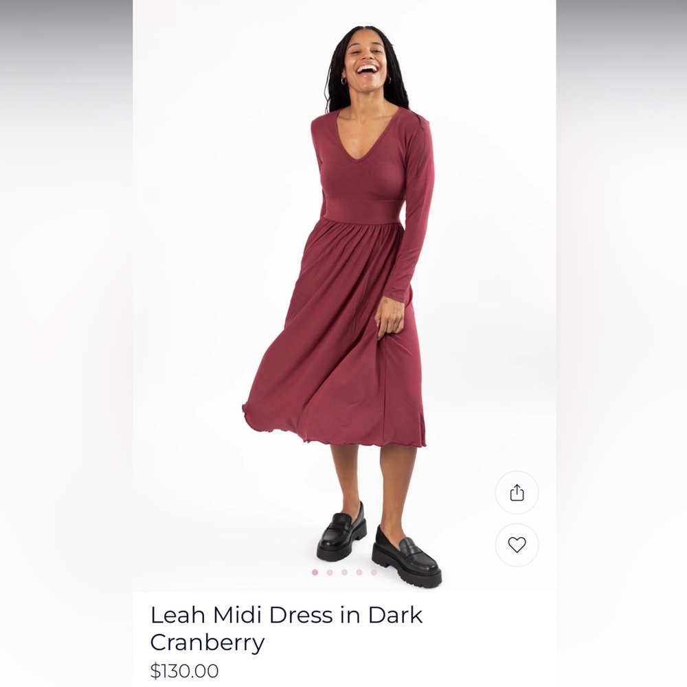Smash + Tess Long Sleeve V-Neck Midi Dress in Wine